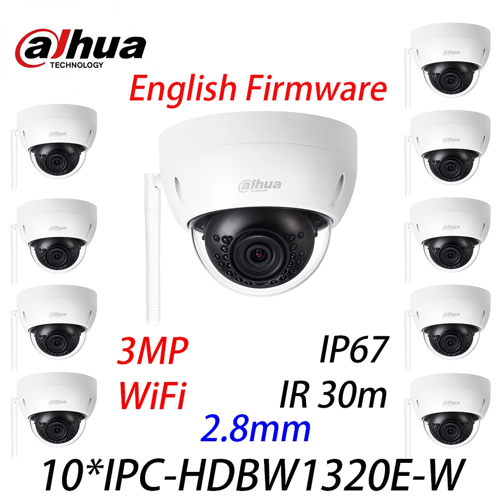 

10Pcs/Lot Dahua IPC-HDBW1320E-W IP Camera 3MP IK10 IR30M SD Card Slot 128G Network Support WiFi English version IPC-HDBW1320E-W