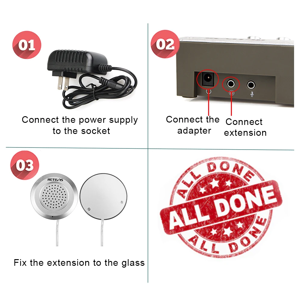 Retevis RT-9908 Dual Way Window Intercom System