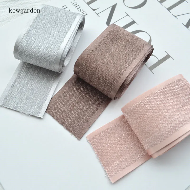 Kewgarden 38 мм 1," синельные ленты вручную изготовленная лента DIY бант аксессуары для волос Saitn ленты одежда лямки 5 ярдов