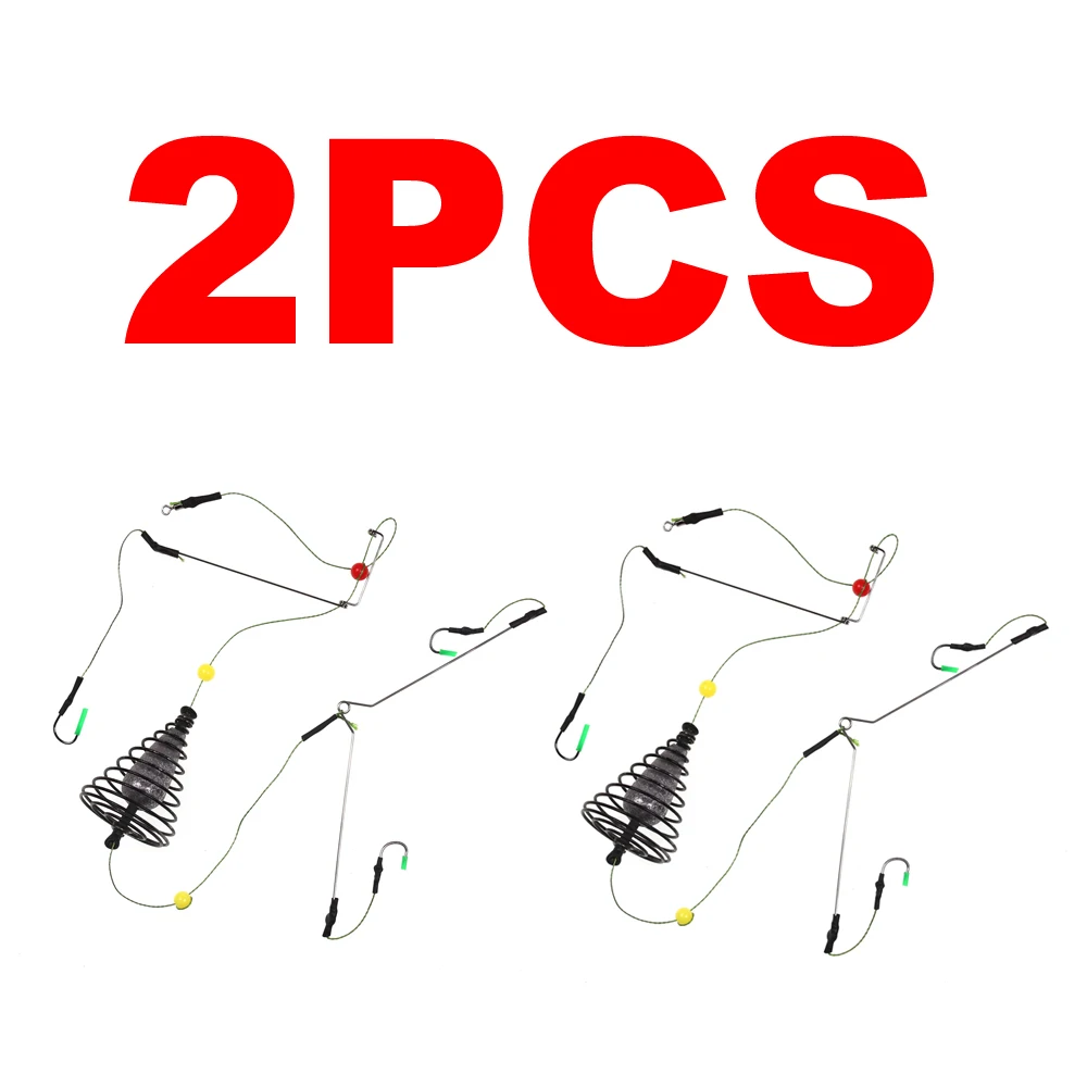 2pc Carp Rig JIGEECARP, 1/2 набор, приманка для ловли карпа, приманка для кормушки, готовая к изготовлению с свинцовой приманкой, клетка, Вертлюг, 3 ручки, колючие крючки, рыболовные снасти - Цвет: 2pc Carp Rig