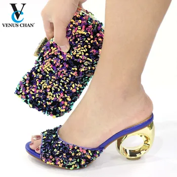 

Spring Shoes Platform Women African Shoe and Bag Set Decorated with Rhinestone High Heel Shoe with Matching Bag High Quality