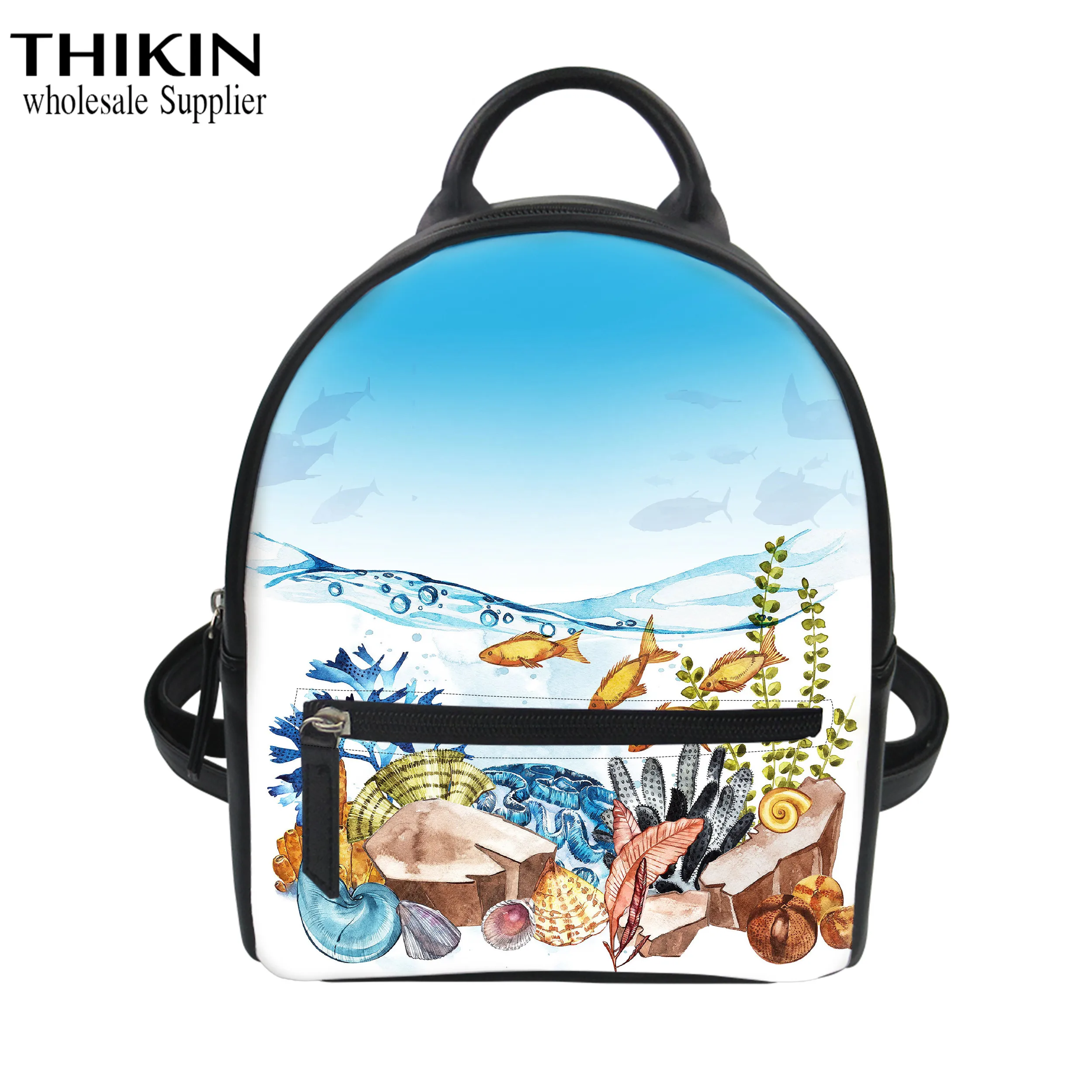 THIKIN подводный рыбок Для женщин PU мини рюкзак Для мужчин кожа Женский Mochila рюкзак сумка для девочек кошелек - Цвет: as picture