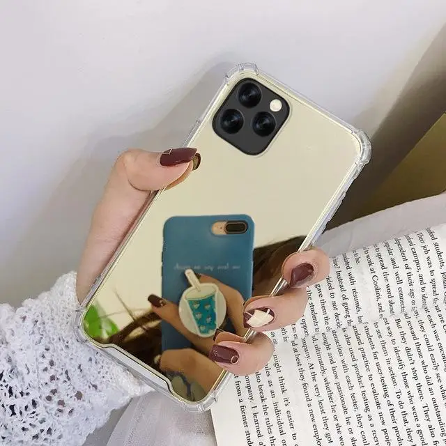 Золотой 360 градусов подушка безопасности DropProof зеркало для iPhone 11 Pro Max прозрачный мягкий силиконовый чехол для iPhone11 Pro 11Pro Max - Цвет: Золотой