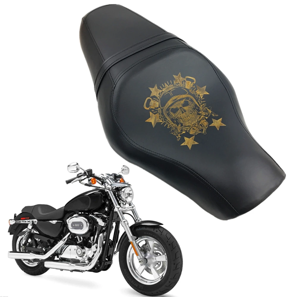 

Black Motorcycle Driver Rear Passenger Tour Seat Cushions 2 up for Harley Sportster XL883 N XL1200 N Iron 48 72 Motorbike Seat