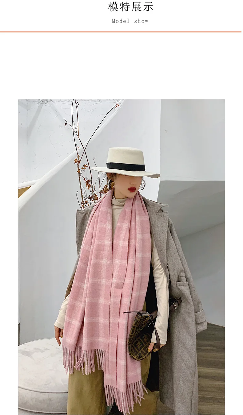 Plaid Winter Women Cashmere Scarf Pashmina Shawls And Wraps Female Foulard Hijab Wool Stoles Scarves Bandana Cachecol