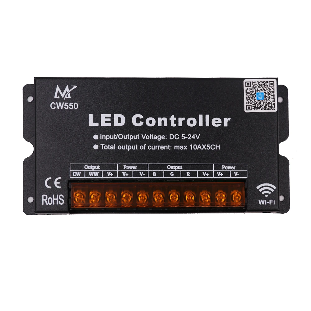 DC5 24V WiFi RGB+CCT Led Strip Controller 50A 10Ax5CH LED Controller for LED Strip Light CW550|RGB - AliExpress