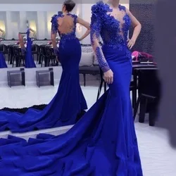 RoyalBlUE Королевское синее торжественное платье с длинным рукавом, платье для выпускного вечера, вечерние платья, платья для вечеринок, Vestido Longo Festa - Цвет: RoyalBlUE