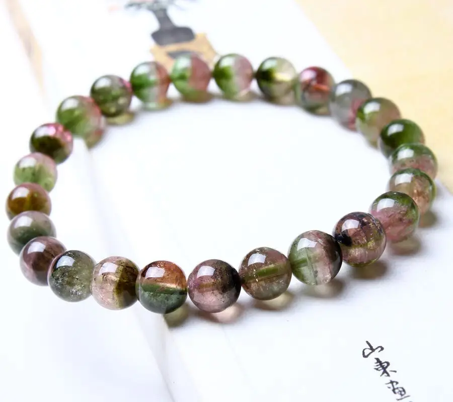 

Afghanistan Watermelon Tourmaline Red And Green Tourmaline round Beads Bracelets Preserving 60 Days
