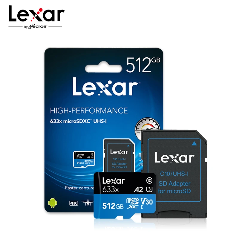 Lexar 633x micro sd card 32GB 64GB 128GB 256GB SDXC/SDHC Flash Memory Card 512GBTF Card for Gopro/DJI/Nintendo/smartphone switch