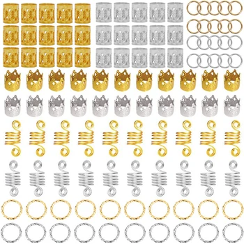 

110PCS Metal African Hair Rings Beads Cuffs Tubes Charms Dreadlock Dread Hair Braids Jewelry Decoration Accessories Gold Silver