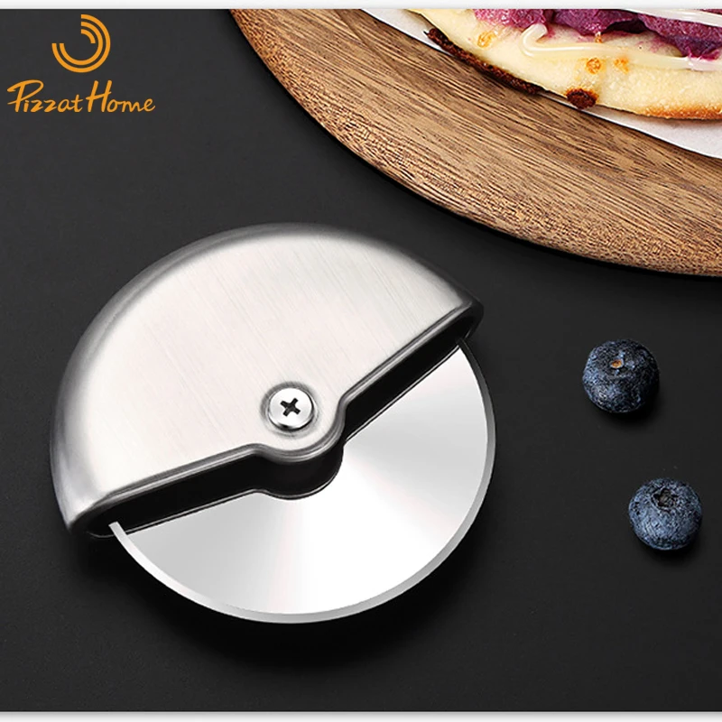 PizzAtHome Stainless Steel Pizza Cutter 8cm Pizza Knife Smooth Rotating Slicer Wheel Round Knife Pasta Cutter Baking Tools