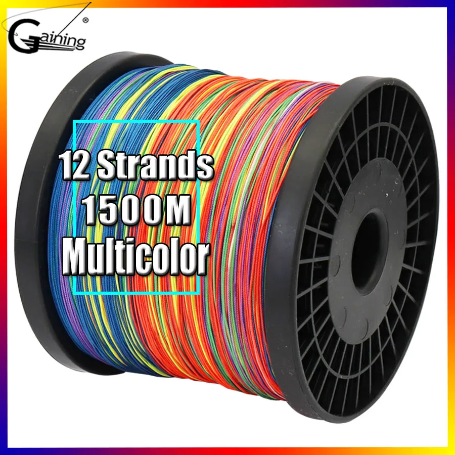 12strands1500m-Multi 12 нитей плетеная 300 м/500 м/1000 м/1500 м 0,24 мм-0,7 мм многоцветная леска супер сильная японская многонитевая PE линия 35-180LB - Цвет: 12strands1500m-Multi