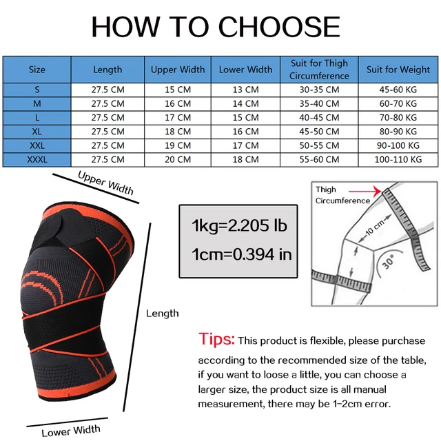 WorthWhile 1PC Sports Kneepad Men Pressurized Elastic Knee Pads Support Fitness Gear Basketball Volleyball Brace Protector 6
