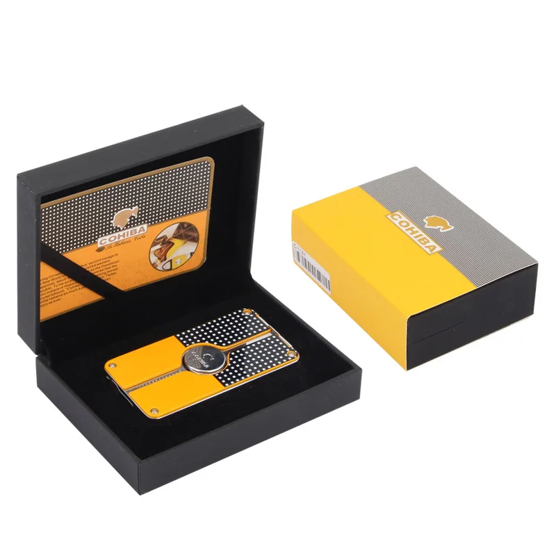 COHIBA факел Jet зажигалка для сигар ветрозащитная Зажигалка металлическая Бутановая газовая аксессуары для сигар с дырокол для сигар