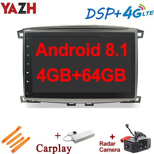 carplay and camera YAZH 4 Гб 64 ГБ Автомобильный мультимедийный блок для Toyota Land Cruiser 100/Lexus LX470 с 10,1 ”ips дисплеем/Bluetooth 5,0/DSP/4G sim-карты - Цвет: carplay and camera