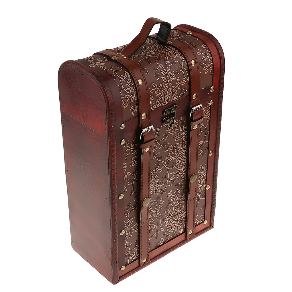 MagiDeal Vintage Antique Wooden Wine Box Wedding Wine Gift Box- 2 Bottle Standard Wine Bottle Single Wine Box Wine Gift Box