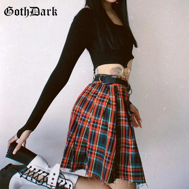 

Goth Dark Punk Style Gothic With Iron Ring T-shirts Black Or White Long Sleeve Bodycon Crop Tops Women Autumn Fashion Streetwear