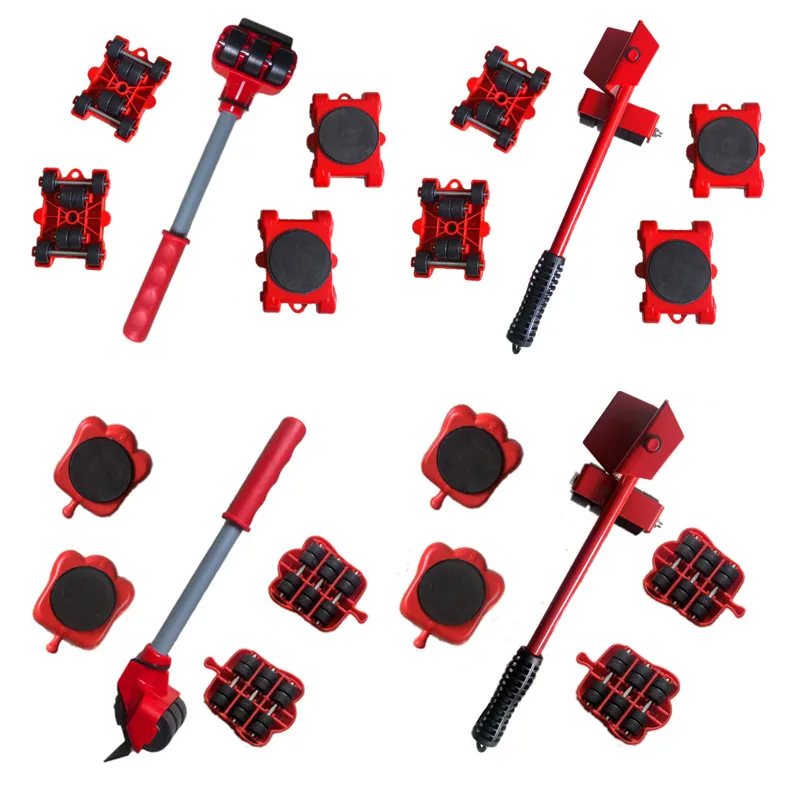 5Pcs Furniture Lifter Sliders Kit Profession Heavy Furniture Roller Move Tool Set Wheel Bar Mover Device Up for 100Kg/220Lbs-3
