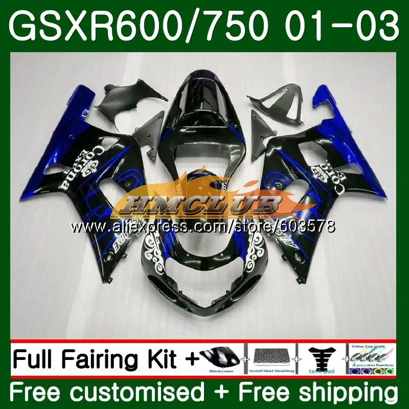 Корпус для SUZUKI GSX-R600 GSXR-600 K1 GSXR600 01 02 03 4CL. 54 GSXR 600 750 GSXR-750 GSXR750 2001 2002 2003 синий CORONA обтекатель