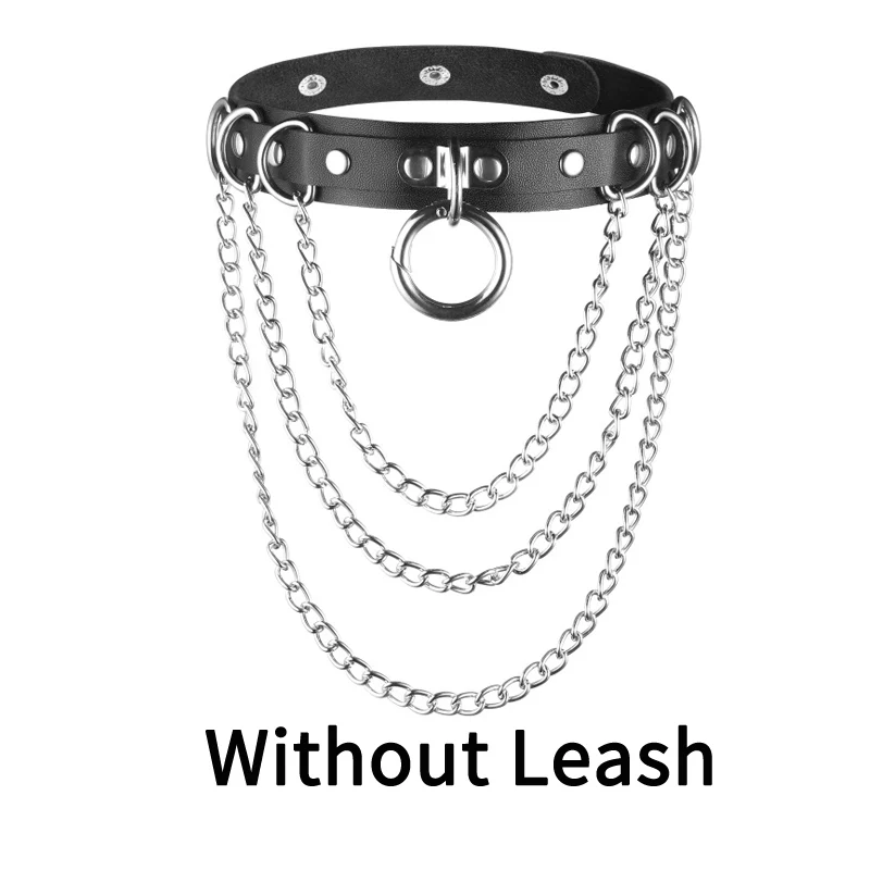 black without leash Сексуальный панк-чокер, кожаный чокер, связывание, косплей, готическое украшение для женщин, готическое ожерелье, аксессуары Harajuku - Окраска металла: black without leash