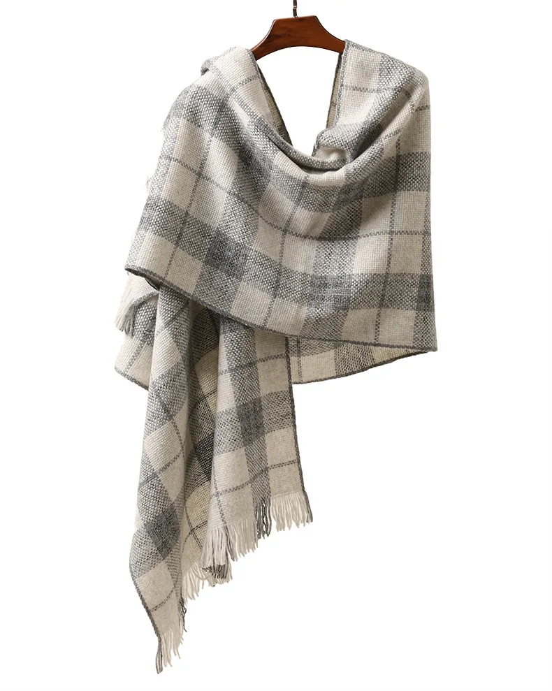 Naizaiga Cashmere thicken plaid women shawl camel warm winter scarf,SN258