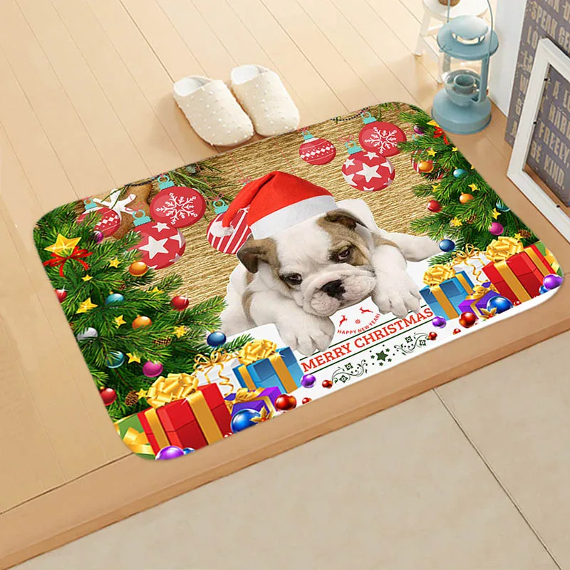 Merry Christmas Decoration Doormat Santa Claus Printing Floor Mat Non-slip Mat Christmas Home Decoration Door Mat - Color: as picture