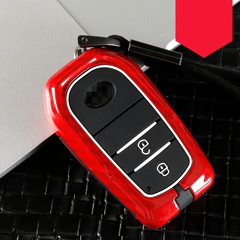 C Key CarbonRed Углеродное волокно сплав+ силикон автомобиль корпус умного ключа чехла для T Toyota RAV4 Hilux Fortuner Land Cruiser 2/3/4 кнопки - Color Name: C Key CarbonRed