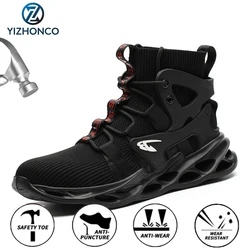 YIZHONCO – chaussures de sécurité noires avec bout en acier pour homme, chaussures de travail de printemps, indestructibles, anti perforation, de protection 