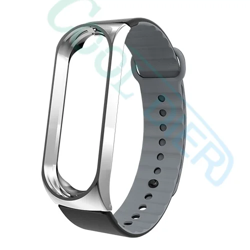 silver gray black COOL DIER Mi Band 4 3 ремешок спортивный силиконовый металлический ремешок для Mi Band 4 3 Аксессуары для браслетов сменный ремешок Miband 4 3 - Цвет: silver gray black