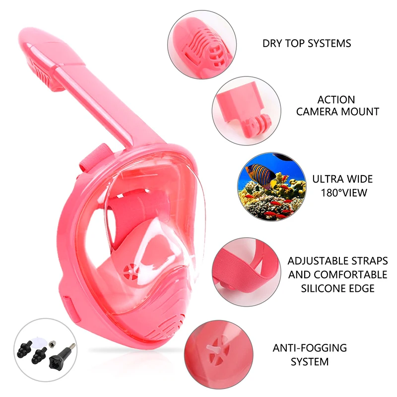 

Children Snorkel Diving Mask for kids Swimming Training Full Face Mask Scuba Underwater Equipment for GoPro Camera 180 ° view