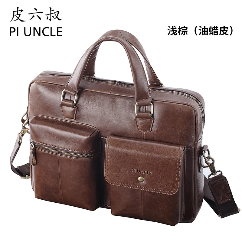 Мужской портфель из натуральной кожи, мужская сумка для ноутбука из натуральной кожи, мужские сумки-мессенджеры, Мужские портфели, сумка - Цвет: Brown Oil wax