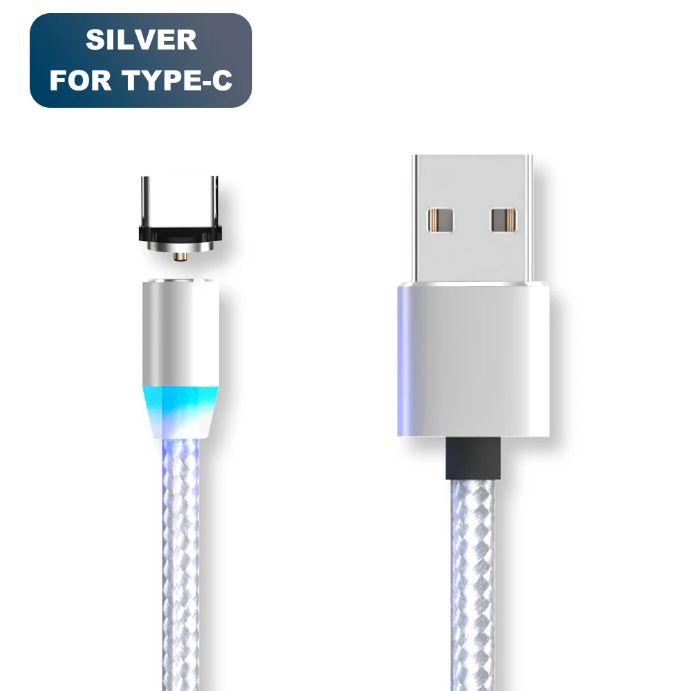 Vanniso 1 м 2 м Магнитный USB кабель для iPhone X samsung xiaomi магнитное зарядное устройство Micro usb type C мобильный телефон Быстрая зарядка USB шнур - Цвет: Silver for Type C