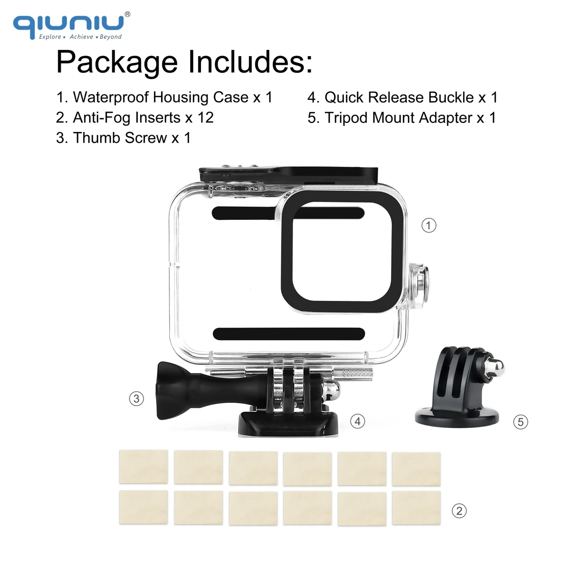 Waterproof Housing QIUNIU подводный водонепроницаемый защитный корпус для дайвинга чехол с фильтром для погружения объектива Комплект для GoPro Hero 8 Black Go Pro 8 аксессуар - Colour: Waterproof Housing