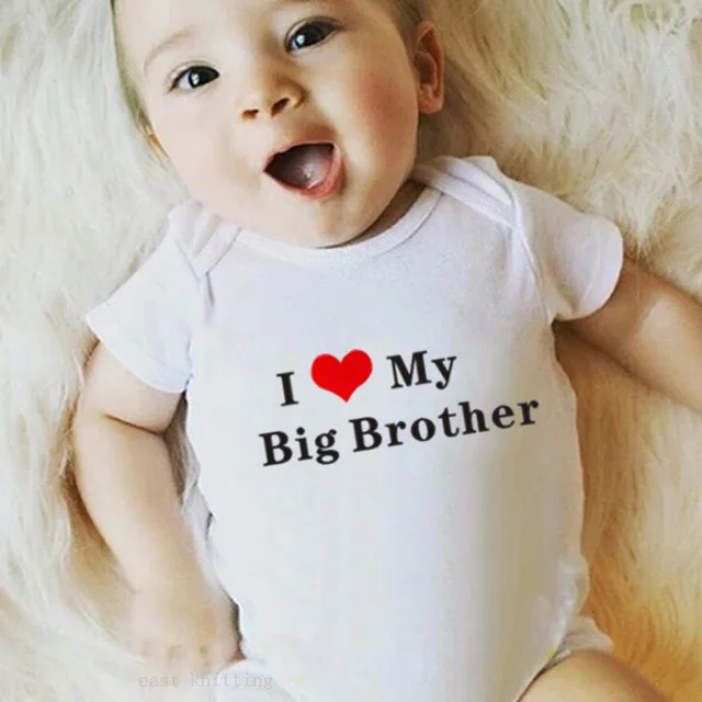 4 цвета, забавные детские комбинезоны с надписью «I LOVE MY SISTER», Одежда для новорожденных, хлопковый комбинезон для маленьких девочек и мальчиков 0-24 месяцев, детский комбинезон - Цвет: Brother-White