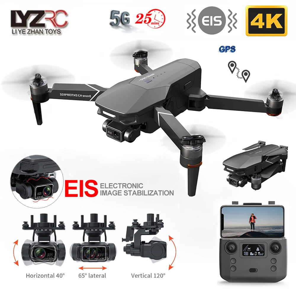 LYZRC K3 MAX 4K HD Camera 3-Axis Gimbal GPS Dron Wifi FPV Foldable RC Quadcopter Brushless Motor Professional Drone VS K1 PRO syma x5sw remote control