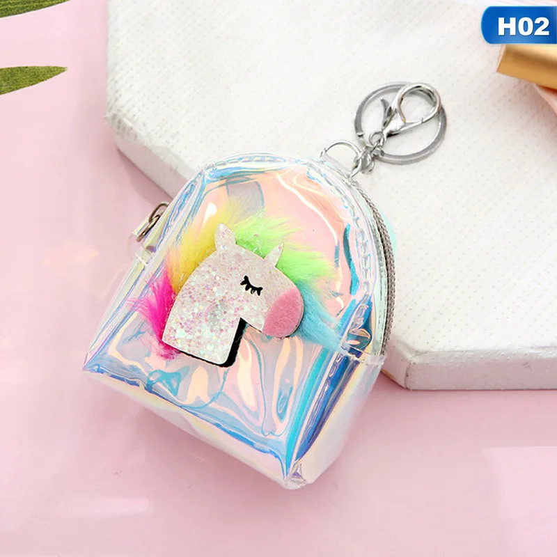 H02 Кошелек для монет в виде единорога, Детский прозрачный Кошелек для монет в виде мультяшных персонажей из ПВХ, Детский кошелек для монет с орнаментом, кошельки для монет, Прямая поставка - Цвет: H02
