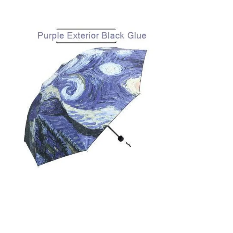 Ван Гог Картина маслом Солнечный зонтик черная резина защита ультрафиолетовых лучей слишком зонтик на открытом воздухе