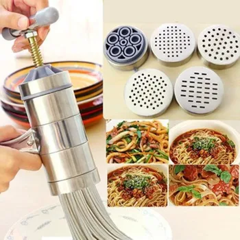 

Stainless Steel Noodle Maker Manual Pasta Machine Multi-function Household Small Manual Juicer Press Silicone Kneading Dough Bag