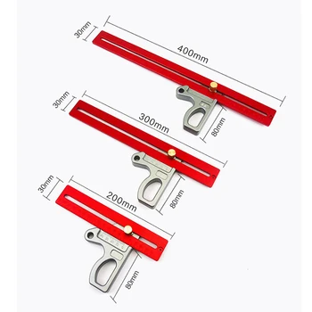 

200/300/400mm Woodworking Angle Ruler 45/90 Degree Ruler Scribe Height Gauge Measuring Tools