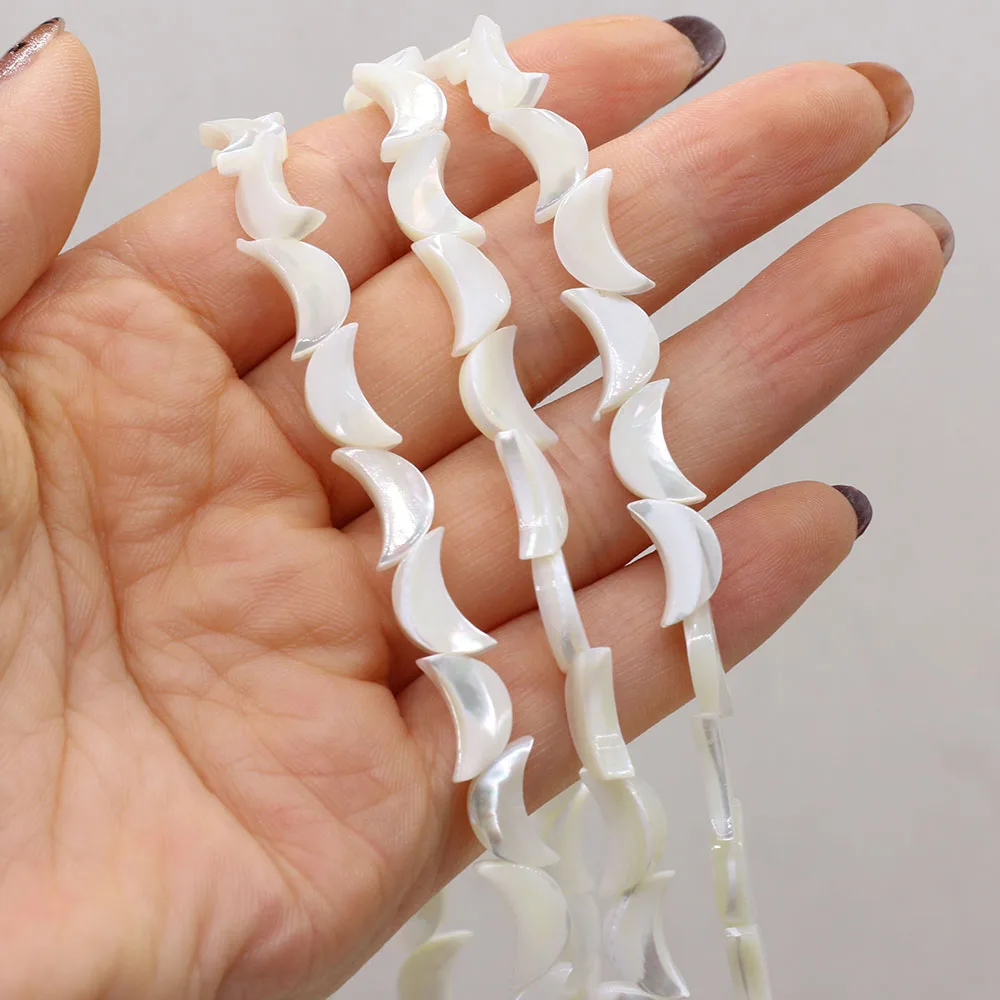 3 String Wholesale Natural Freshwater Shells Moon-shape Beads For Jewelry Making DIY Bracelets Gift Mother-of-Pearl Shell