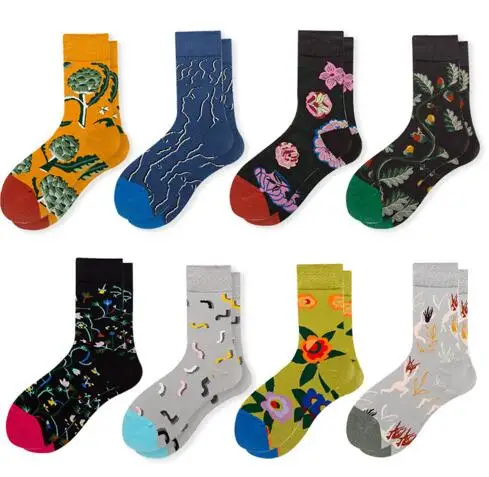 Осенне-зимние женские Новые Креативные мужские носки с граффити высококачественные хлопковые модные повседневные мужские носки k2750