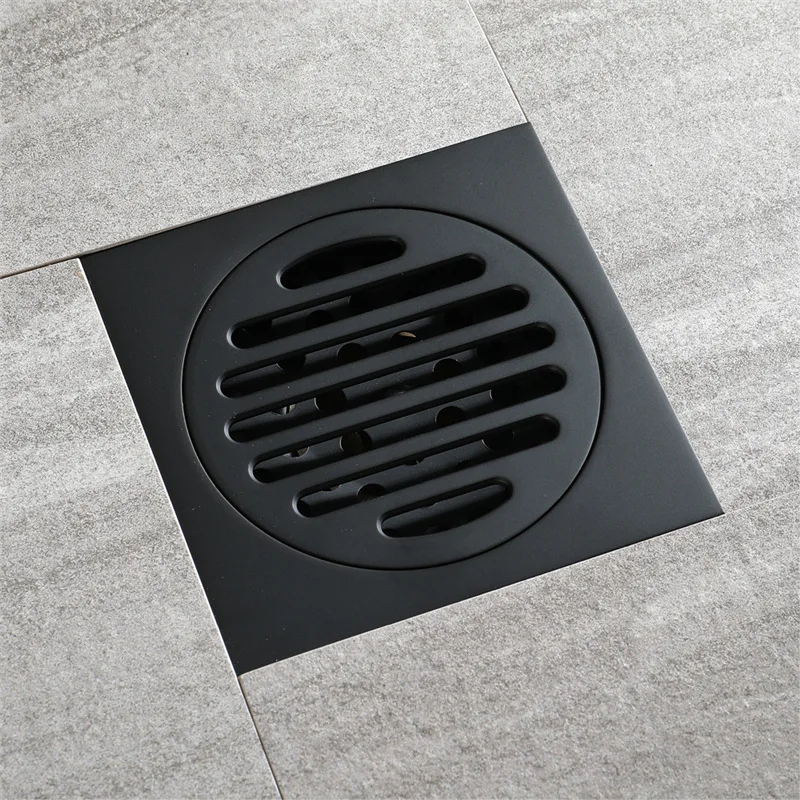 

Hideep Copper Floor Drain Bathroom Large Flow Deodorizing Floor Drain Pest Control Anti-Water Black And White with Pattern Floor