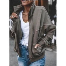 Autumn Zipper Patchwork Drawstring Women Jacket Lady Solid Half turtleneck Full Sleeve Outerwear Jackets Female Cool Streetwear