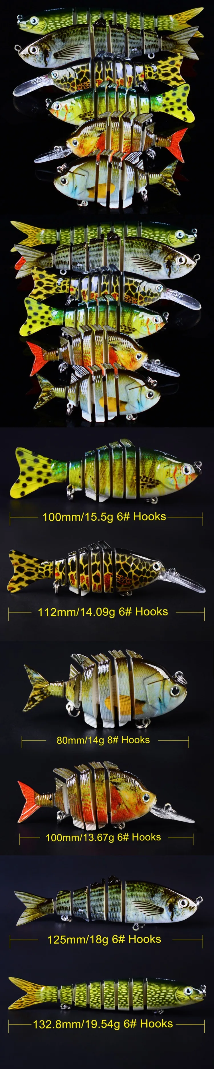 Lida Fish бренд 6-piece приманка для рыбалки набор искусственная наживка многосекционная рыба костюм Встроенная приманка Реалистичная и элегантная