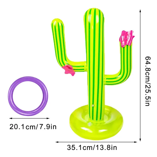 Inflatable Pool Toys Inflatable Cactus Ring Toss Game Set Outdoor Swimming Pool Accessories Floating Pool Toys Beach Party Game 6