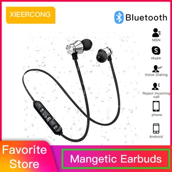 

Bluetooth Earphone Sports Neckband Magnetic Wireless earphones Stereo Earbuds Music Metal Headphones With Mic For smart Phones