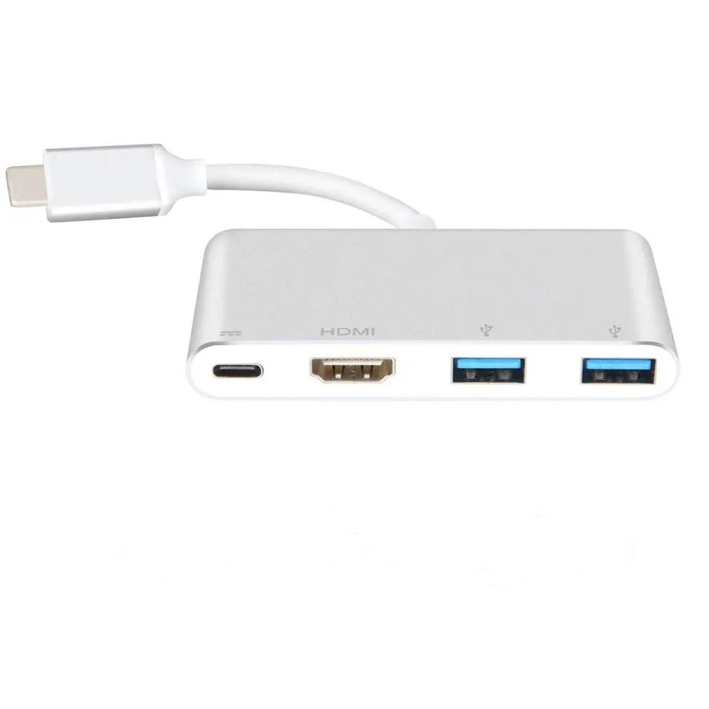 Адаптер USB C к HDMI 4 K: адаптер type C многопортовый av-конвертер с 2 портами USB 3,0 для зарядки MacBook