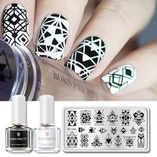 BORN PRETTY 3 шт. набор штампов для ногтей Черный Белый штамповочный набор для ногтей Цветочный геометрический штамповочный шаблон штамп лак Рождественский дизайн ногтей