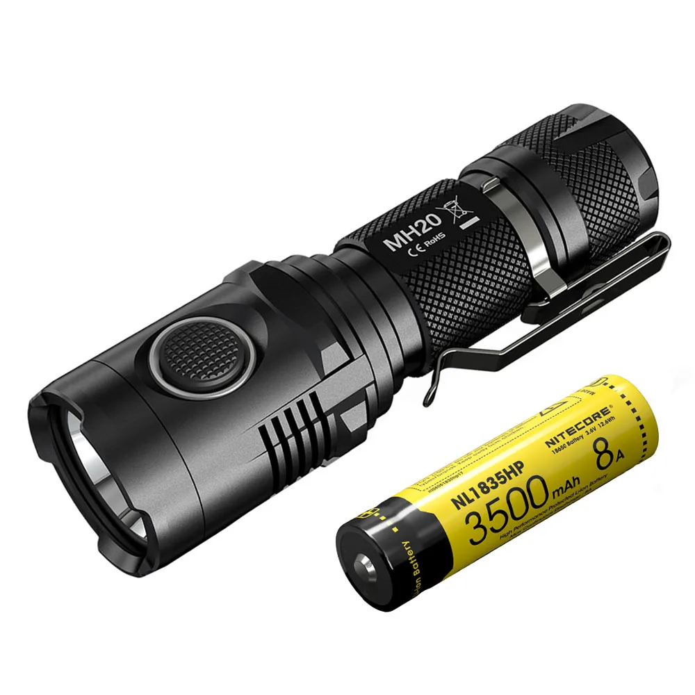 NITECORE MH20 Micro-USB перезаряжаемая вспышка CREE XM-L2 U2 max 1000 люмен луч бросок 220 метра уличный Спорт Охота факел - Испускаемый цвет: MH20 NL1835HP