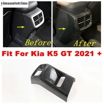 

Rear Armrest Box Anti Kick Panel Air AC Conditioning Vent Outlet Cover Trim For Kia GT K5 2021 ABS Carbon Fiber Look Interior
